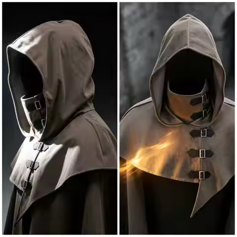 Cyberpunk Hooded Cloak with Mask, Assassin's Creed Style Cos Outfit, Mysterious Wizard Lelouch Hood 