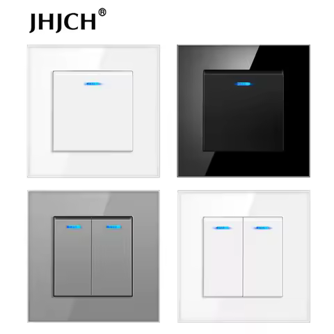 EU Standard Tempered Glass Panel 1Gang 1Way, 1Gang2 Way, 1Gang3 Way, 2Gang1Way, 2Gang2Way Wall Light