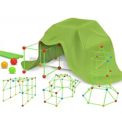 Construction Kit Creative Diy Castle Tunnels Toys For Gift 51 Stick+36 Ball+1 Tent Gift Building Blo