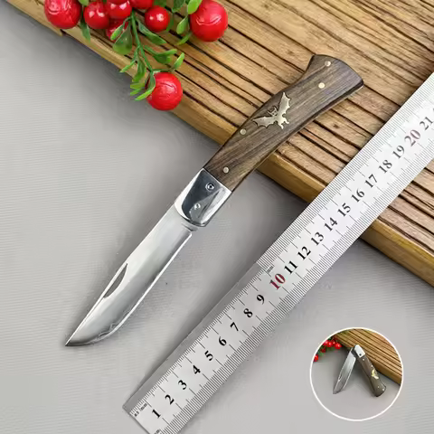 9CR18Mov Stainless Steel Folding Blade Knife Wooden Handle Unlocking Pocket Knives Hand Tools For Ou