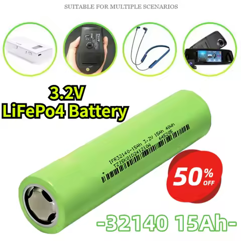 32140 3.2V 15Ah LiFePo4 Battery | 15000mAh Capacity for EV/Bicycle/Scooter/Power Tools/Home Energy S