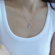 Tachi Full Score Korean Version Exquisite Temperament Fashionable Zircon Double Cross Pendant Neckla