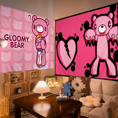 Cartoon G-Gloomy Bear Tapestry Anime Tapestry Hanging Tarot Hippie Wall Rugs Dorm Wall Hanging Sheet