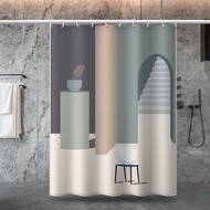 Morandi Abstract Color Series Waterproof Mildewproof Polyester Cloth Shower Curta