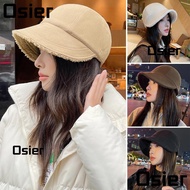 OSIER Bucket Hat Women Bomber Caps Plush Lamb Wool Hats