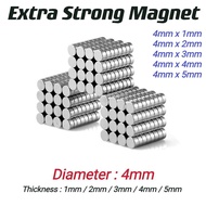 Neodymium Round Magnet / 4mm X 1mm/2mm/3mm/4mm/5mm / ️Extra Strong ️