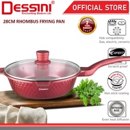 DESSINI ITALY 28CM Rhombus Frying Pan Die Cast Aluminium Non Stick Pot Bowl Wok Casserole Cookware T