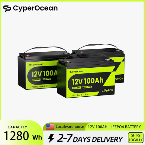CyperOcean 12V 100Ah LiFePO4 Battery 3 Pack, Group 31 Lead Acid Replacement Maintenance Free Deep Cy