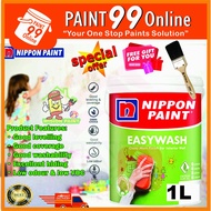 1L NIPPON PAINT EasyWash Easy Wash Vinilex Water Based Matt Interior Indoor Wall VOC ( FREE 1.5" BRUSH SET)