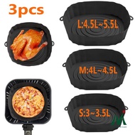 3pcs Silicone Air Fryers Oven Baking Tray Pizza Fried Chicken Airfryer Silicone Basket Reusable Airfryer Pan Liner Accessories