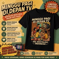 Indonesian Nostalgia T-shirt 90s Morning Sunday in the Front of the TV Vintage Retro Unisex Premium 