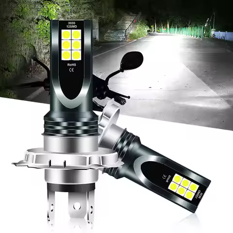 1PC 12LED H4 H6/BA20 Motorcycle Headlight P15D 6000K White 3030SMD Spotlight Bulbs Wateroof For Moto