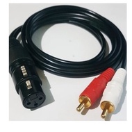 Female XLR To 2RCA Plug Audio Cable 1meter