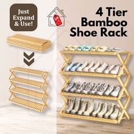 LH Bamboo 4Tier Rak Kasut Bertingkat Shoe Rack Kasut Shoes Rack Shoes Rak Kasut Aesthetic 鞋架