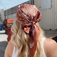 1pc Simple Printed 70s Brown Square Scarf, New Spring Fashion Bandana For Women, Can Be Used As Belt