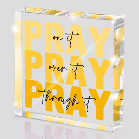 Yellow Dorm Room Decor for Women, Ideal Christian Gifts for Women - Pray On It,Pray Over It - Bible 