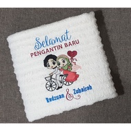 Tuala Mandi Sulam Pengantin Xclusive Dengan Nama (Embroidered Wedding Towel With Personalized Name)