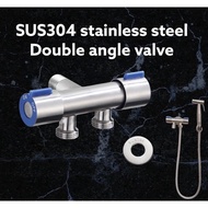 2-way Angle Water Tap Valve Stainless Steel Bidet Spray Set Hand Bidet Two Way Tap Faucet Bathroom Faucet Toilet Hose Paip Toilet Pipe Water Tap Bathroom