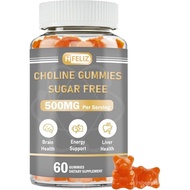 Choline Supplement Gummies Sugar Free, 500mg Choline Bitartrate Per Serving, Brain Health, Liver Sup