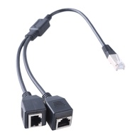อะแดปเตอร์ RJ45 Y ตัวผู้1ตัวเป็นตัวเมีย2ตัวสายแลนตัวแยกอีเธอร์เน็ตความเร็วสูง