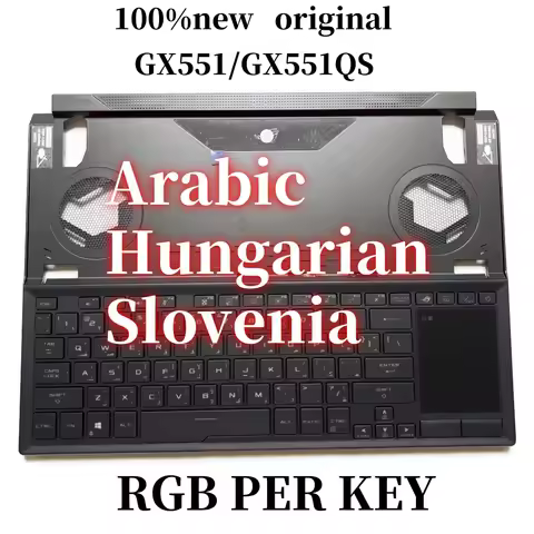 100%New For ASUS Rog Zephyrus Duo 15 GX551 GX551QS Laptop keyboard RGB PER KEY Palmrest Assembly Upp