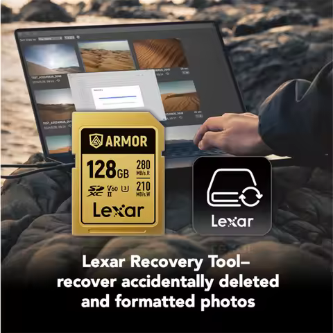 Lexar V60 SDXC UHS-II Card Stainless-Steel 6K Video Card for Camera 128GB 256GB Max 280Mb/s ARMOR GO