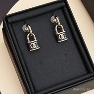 Earrings S925Atmosphere Versatile Women's Silver Needle Full Trendy Sheepskin Earrings Lock Head Dai