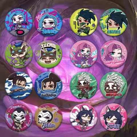 Chibi Series Tin Badge set Blind box Set(8pieces in total) Ahri Jinx Akali Teemo Gwen Seraphine Yasu