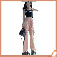 【READY STOCK AT Johor】 Hotgirl⭐Cargo Pocket Pant Overalls for women high-waisted slim and drapey wid