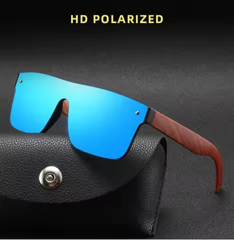 Men's Outdoor Sports Polarized Sunglasses Driving Sunshade Sun Glasses Trendy Bamboo and Wood spring