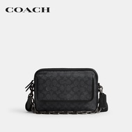 COACH กระเป๋าสะพายข้างผู้ชายรุ่น Charter Flap Crossbody 24 In Signature Canvas CR712 CHR สีเทา