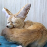 Fennec Fox realistic plush toy.Sleeping fox cub. Ooak doll. Art doll animalals