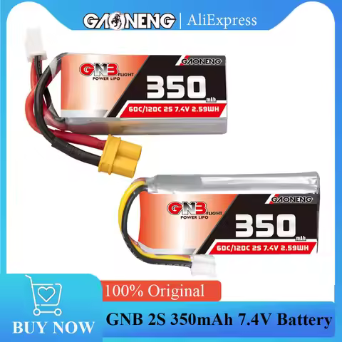 GAONENG GNB 2S 350mAh 7.4V 60C/120C Lipo Battery with PH2.0/XT30 For Tiny FPV Whoop Drone