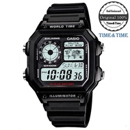 Time&Time Casio Standard นาฬิกาข้อมือผู้ชาย สีดำ สายเรซิน รุ่น AE-1200WH-1AVDF ใหม่ แท้