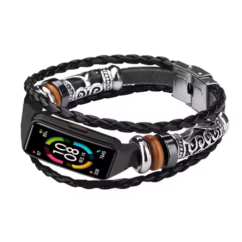 For Honor Band 6 Strap Braided Leather Watchband For Huawei Band 6 6 Pro Fashion Wrist Band Replacem