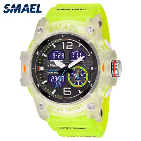 SMAEL 8007 Men's Outdoor Cool Dual Display Waterproof Glow Electronic Watch Outdoor Transparent Watc
