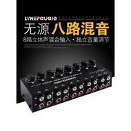 Mini Stereo Passive 8-Channel Mixer No Power Supply 8-Channel Stereo Audio Mixer RCA Interface