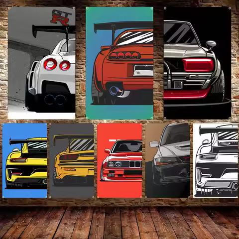 90x150cm 3X5FT Cool JDM Car Flag Polyester Printed Racing Car Banner For Decor