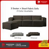 [CNY PROMO] 8.5FT LUCAS 3 SEATER FABRIC MODERN SOFA WITH STOOL / LONG AND BIG SOFA