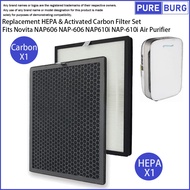 Fits Novita NAP606 NAP-606 NAP610i NAP-610i Air Purifier Replacement HEPA&amp; Activated Carbon Filter