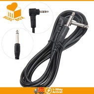 3 5M/ 10 Feet Instrument Guitar Audio Cable 6.35mm Straight To Right Angle Plug Black