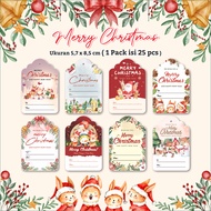 (25Pcs) Merry Christmas Hangtags | Hangtag | Cake Jar Parcel Greeting Card | Gift Tag | Greeting Card | Hampers | Gift | Souvenir | Christmas Gift Tag Parcel Label | Merry Christmas Xmas Hang Tag