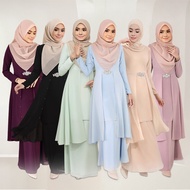 Baju Kebarung Chiffon Baju Kurung Lubah Moden Muslim Set Jubah Baju Sesuai Untuk Nikah/Tunang Bridem