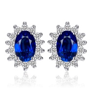 Princess Diana Kate Middleton Class Gemstone Birthstone Sapphire Emerald Ruby Stud Earrings for Wome