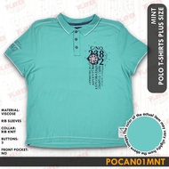 Plus Size Men's Polo T Shirt With 3 button No Pocket Color Mint Green Code POCAN01MNT