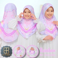 Al-JAZEERA CHILDREN'S INSTANT HIJAB RAINBOW MOTIF JERSEY PRINTING COOL COMFORTABLE TO WEAR ORIGINAL 