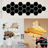 TLHomeFashionToything 12 Pcs Modern Home Decor Wall Stiker Decal DIY Hexagon Vinyl 3D Cermin Removab