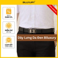 B-Side Black Leather Belt 9DLDC001DEN Biluxury High Quality Embossed Leather Pattern (3.4cm x 105cm)