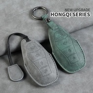 Suede Leather Car Key Case For FAW Hongqi H5 2021 2022 2023 Hongqi H5 Auto Remote Key Case Cover Int