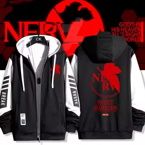 Cartoon Neon Genesis Evangelion Hooded Cardigan Sweater Jacket Anime Peripheral EVA-01 2D Outerwear